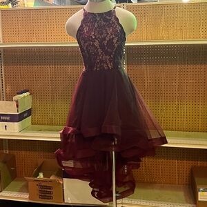Burgundy High Low Minidress